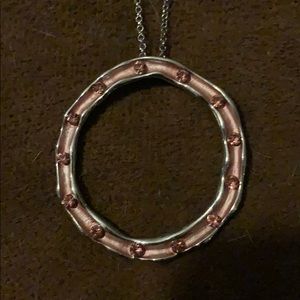 Silver And Pink Circle Necklace